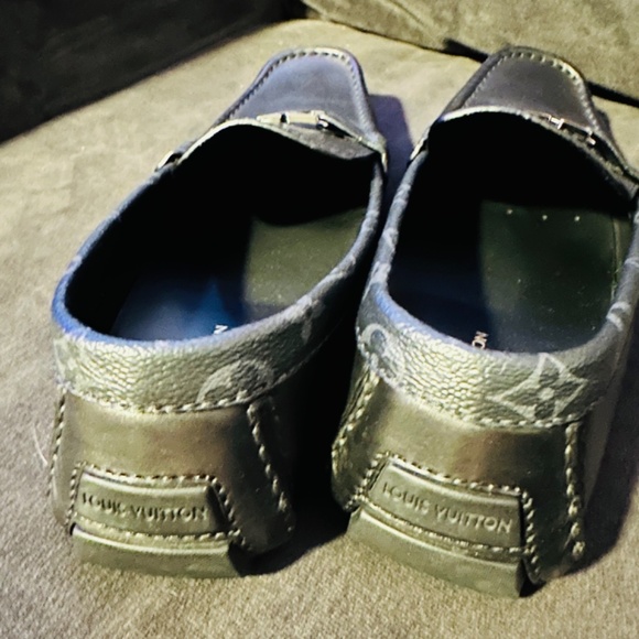 Mens LOUIS VUITTON Leather Moccasin with Silver Tone Metal LV Motif |Size: 10 - Picture 2 of 5
